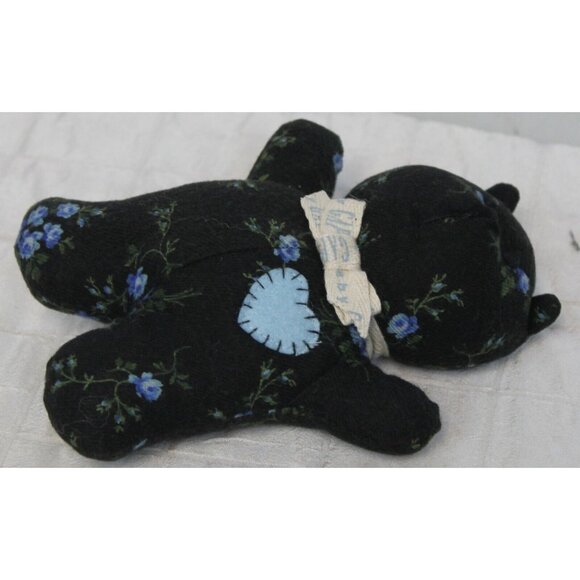VTG 1998 Baby Gap Kids Blue Rattle Bear Plush Flowers Floral Calico NEW with Tag - Picture 4 of 7